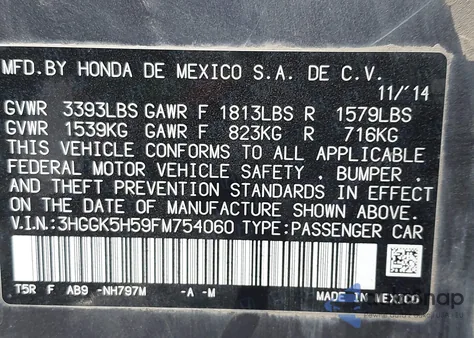 2015 Honda Fit Lx from USA, damaged, VIN 3HGGK5H59FM754060